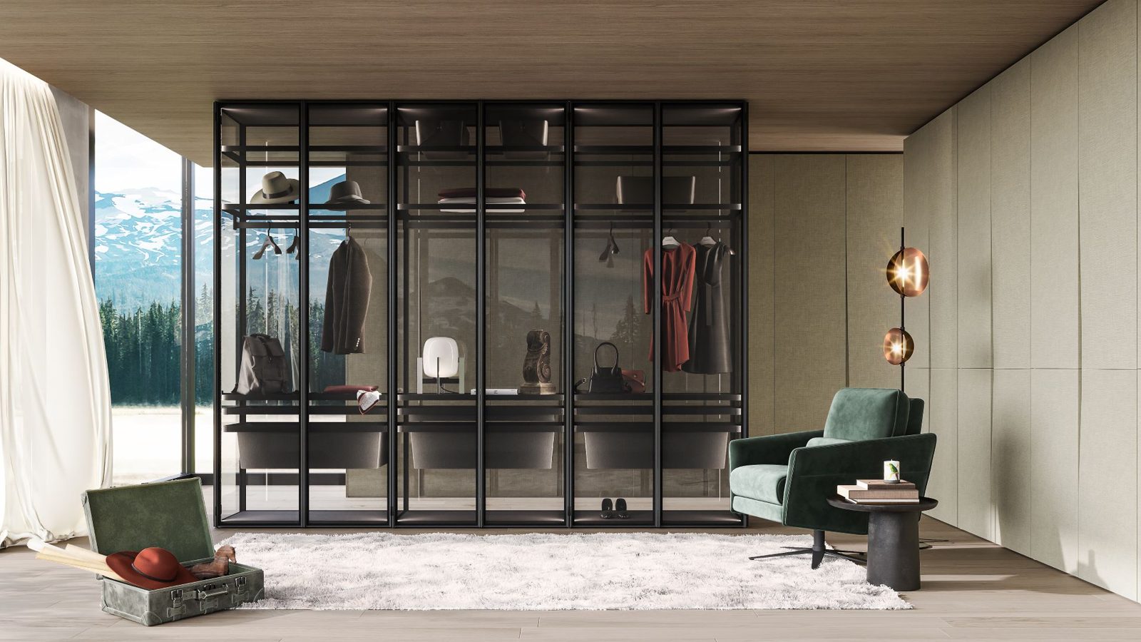 CARAT aluminium-frame glass wardrobe