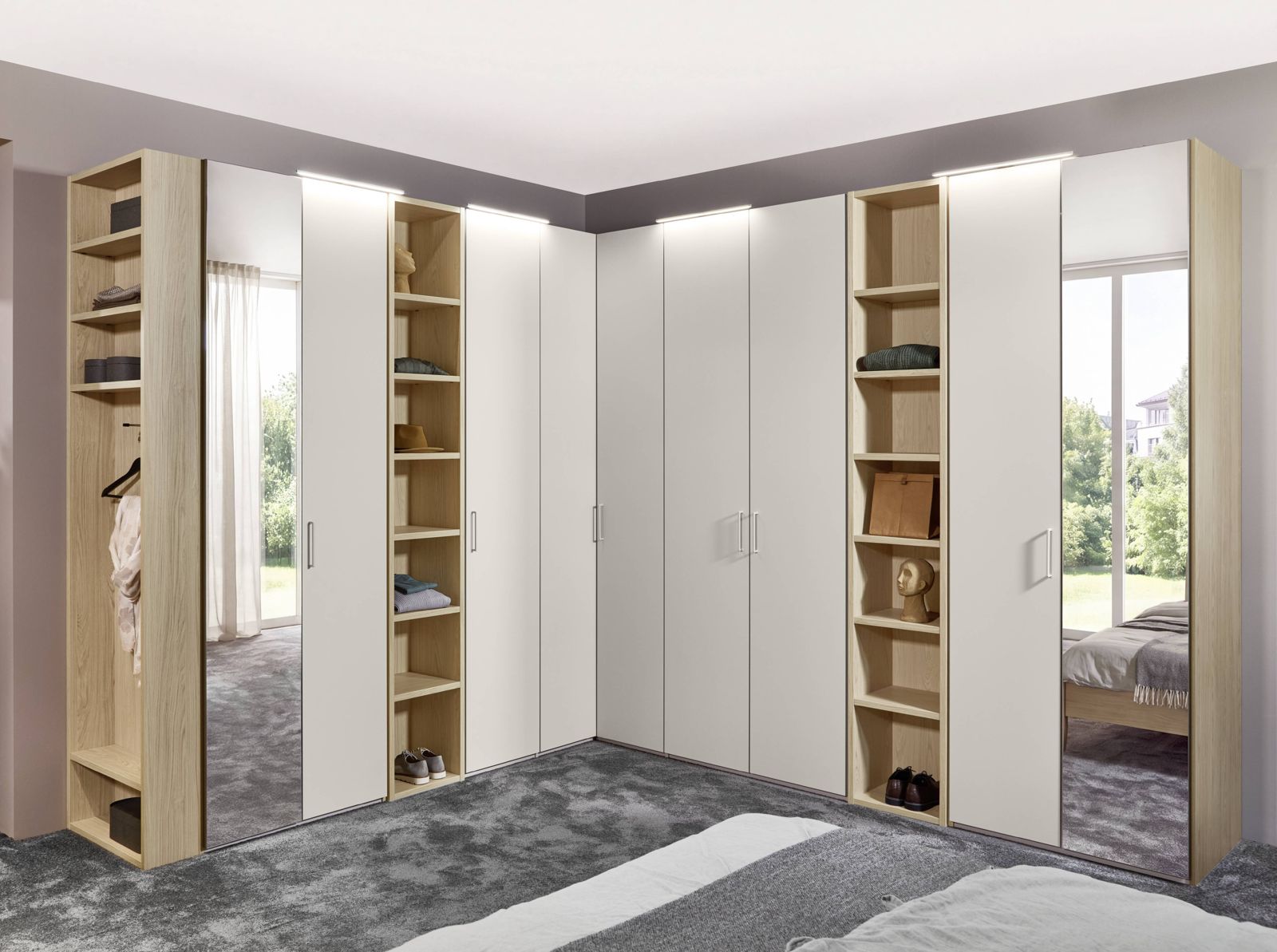 Wardrobe with open shelving